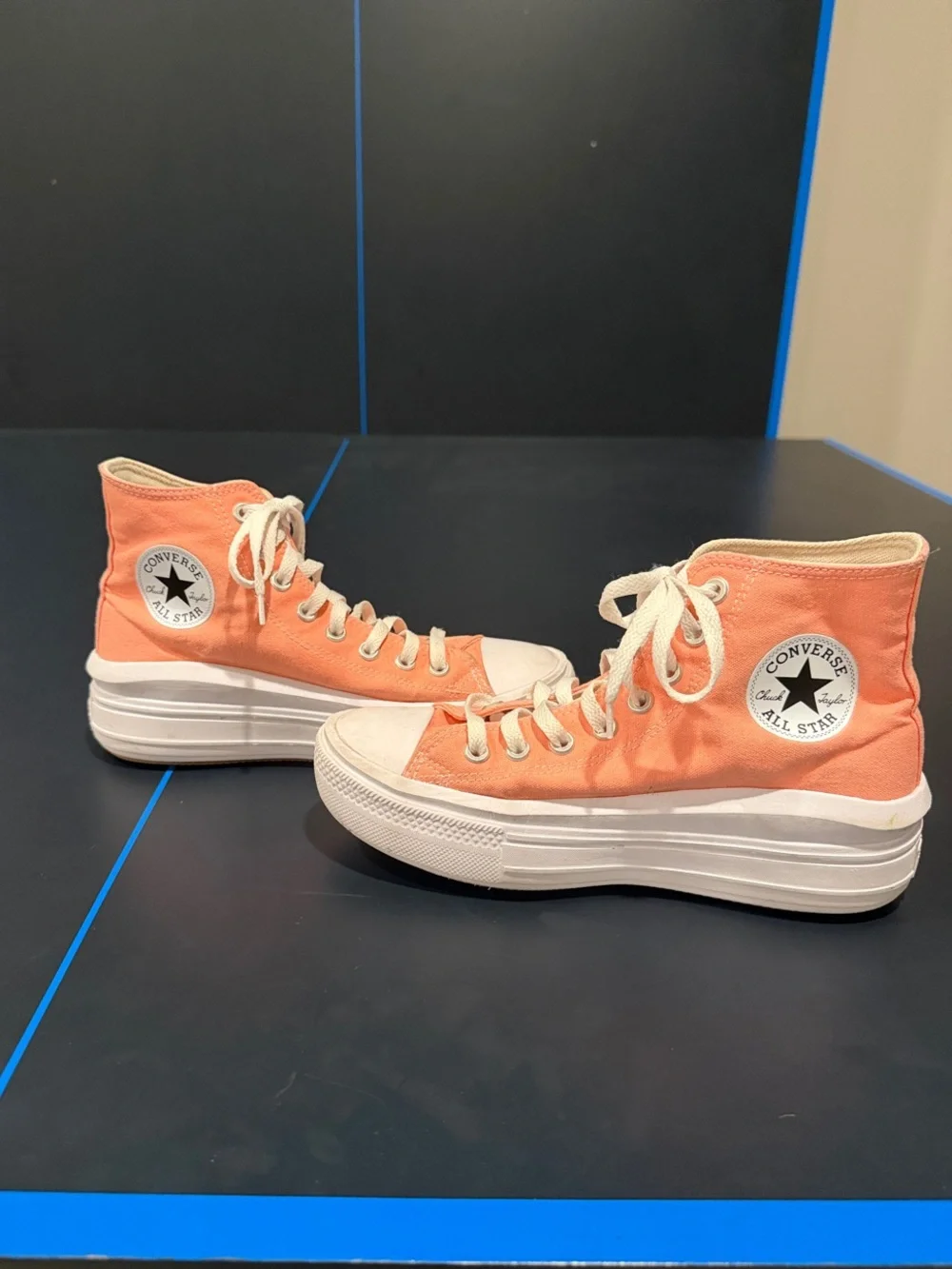 Converse Platform High Top Sneakers - Coral and White